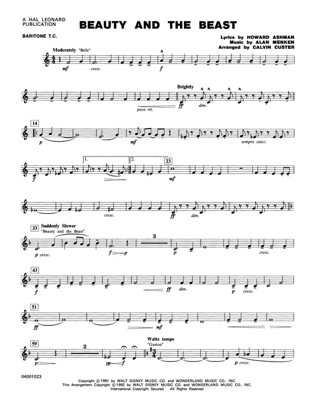 Akční Nabídka Beauty and the Beast (Medley) - Baritone T.C.