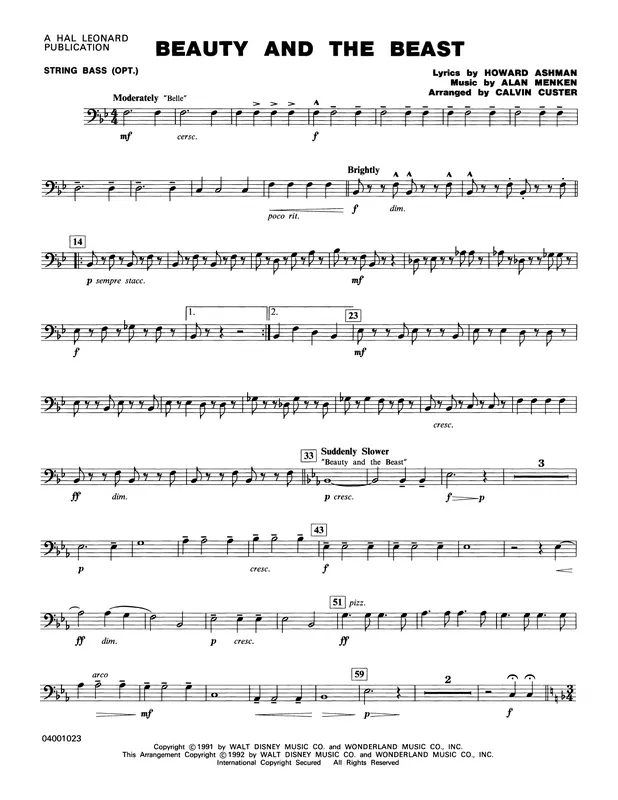 Beauty and the Beast (Medley) - String Bass Originální