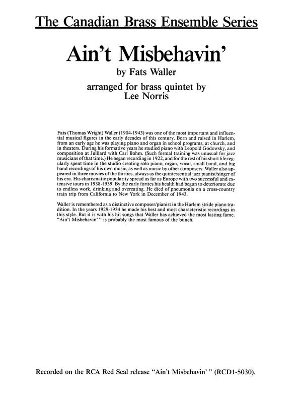 Nová Kolekce Ain‘t Misbehavin‘ - Full Score
