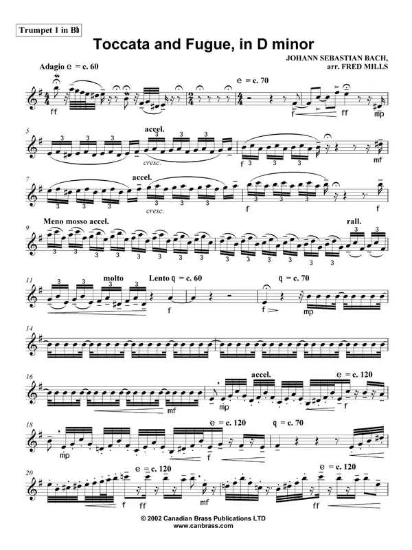 Toccata and Fugue, in D minor - Bb Trumpet 1 (Brass Quintet) Cenový Hit