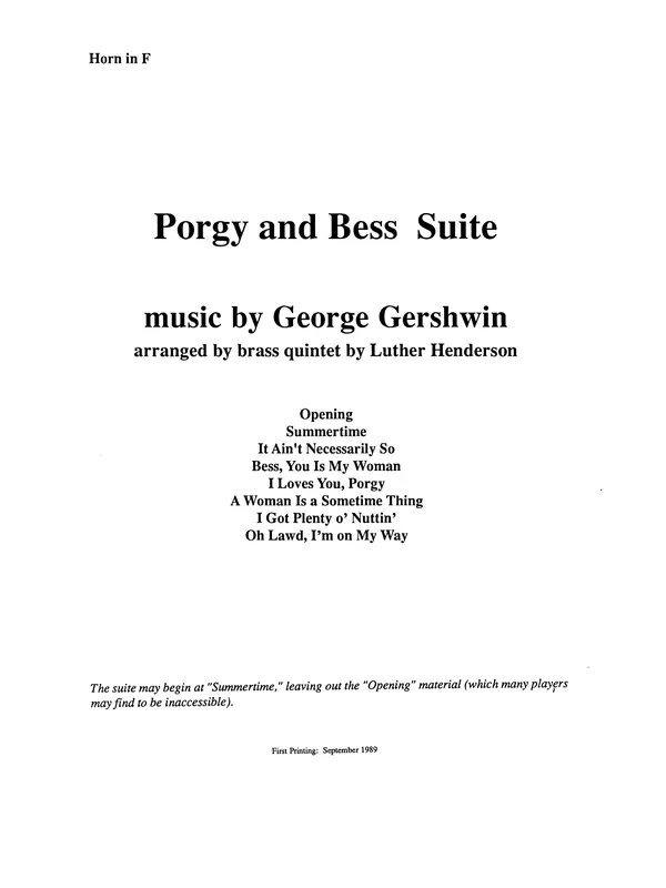 Nová Kolekce Porgy and Bess Suite - Horn in F