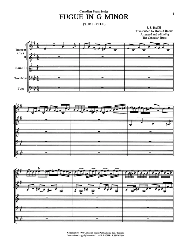 Fugue in G minor - Full Score Omezená Nabídka