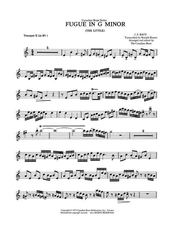Must-Have Fugue in G minor - Bb Trumpet 2 (Brass Quintet)