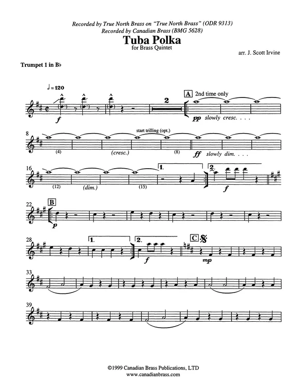 Tuba Polka - Bb Trumpet 1 (Brass Quintet) Přímo Od Výrobce