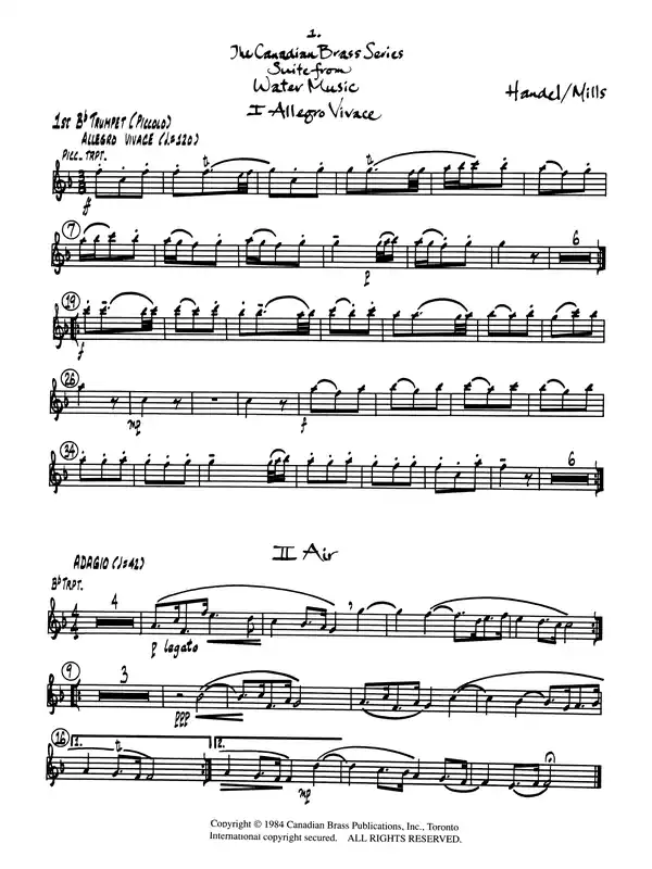 Suite from Water Music - Bb Piccolo Trumpet Značkový