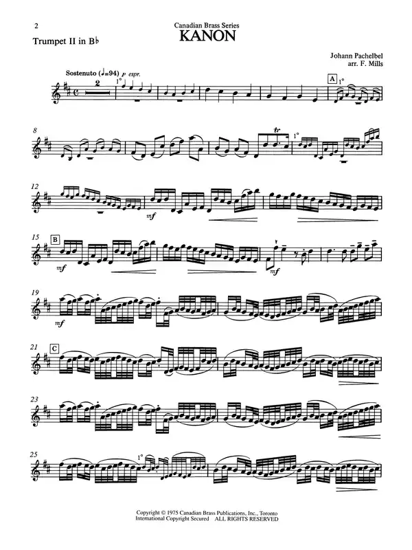 Kanon - Bb Trumpet 2 (Brass Quintet) Poslední Šance