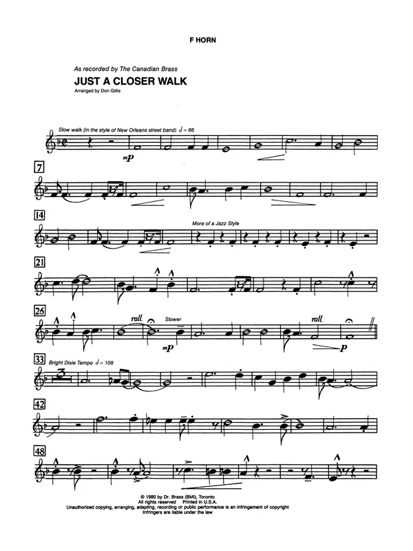 Just A Closer Walk With Thee - Horn in F Oblíbený