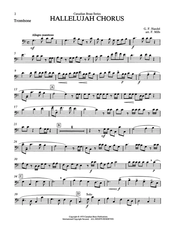 Hallelujah Chorus - Trombone (B.C.) Ihned K Objednání