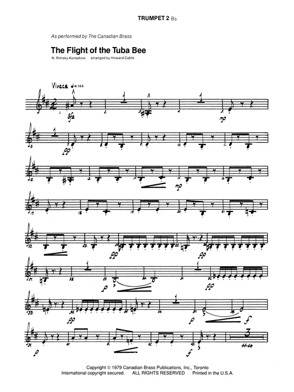 Nejlepší Cena The Flight of the Tuba Bee - Bb Trumpet 2 (Brass Quintet)