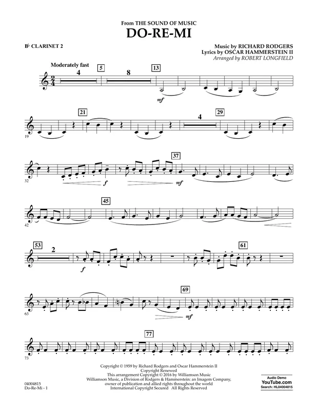 Poslední Šance Do-Re-Mi (from The Sound of Music) - Bb Clarinet 2