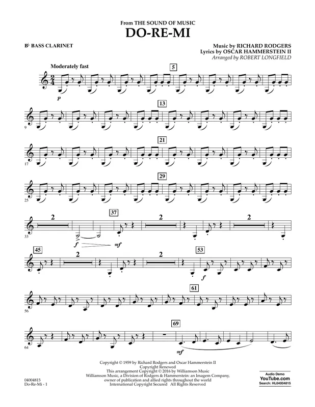 Do-Re-Mi (from The Sound of Music) - Bb Bass Clarinet Značkový