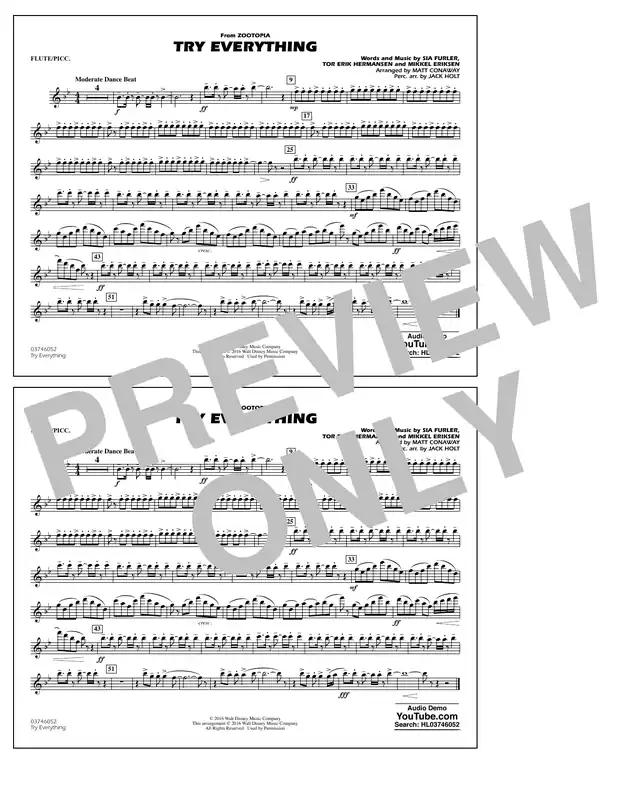 Try Everything (from Zootopia) - Flute/Piccolo Sezónní Sleva