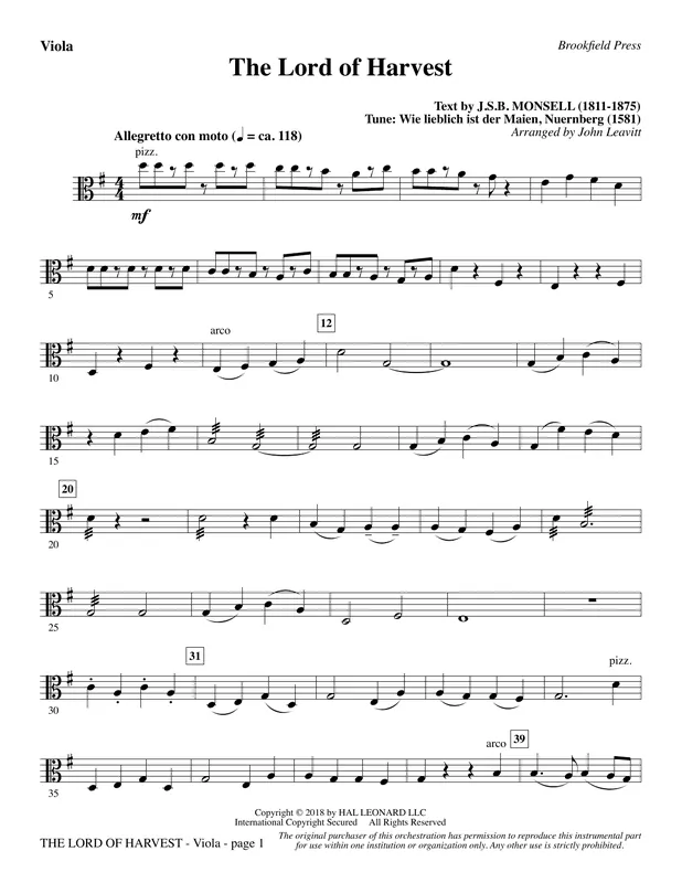 The Lord of Harvest - Viola Pouze Dnes