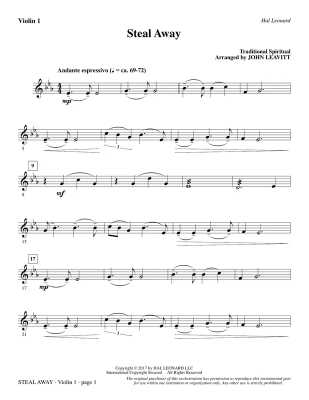 Steal Away - Violin 1 Hit Sezóny