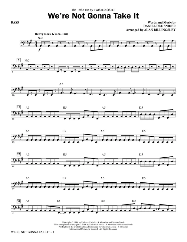 Výhodná Nabídka We‘re Not Gonna Take It - Bass