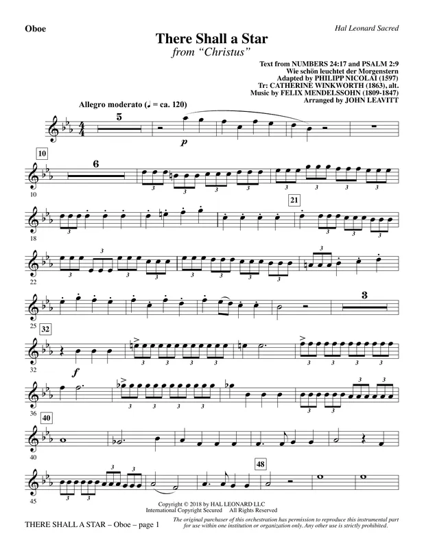 Objednat Nyní There Shall a Star (arr. John Leavitt) - Oboe
