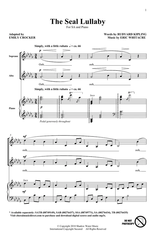 Omezená Nabídka The Seal Lullaby (arr. Emily Crocker)