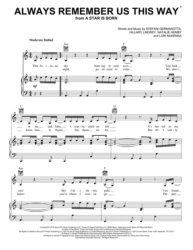 Always Remember Us This Way (from A Star Is Born) Omezená Nabídka