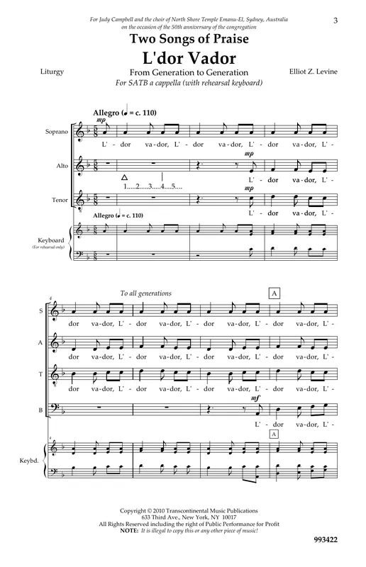 Two Songs Of Praise L‘dor Vador And Psalm 146 Časově Omezené
