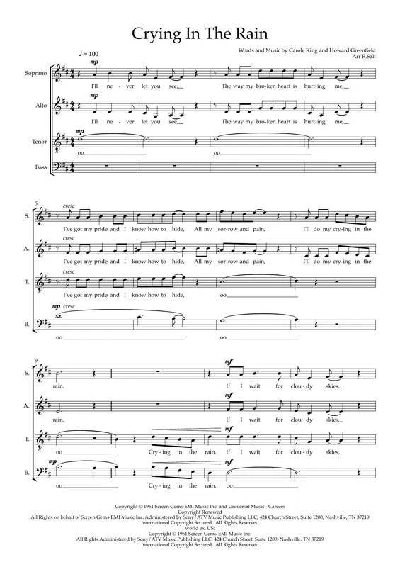 Crying In The Rain (arr. Richard Salt) Vysoce Kvalitní